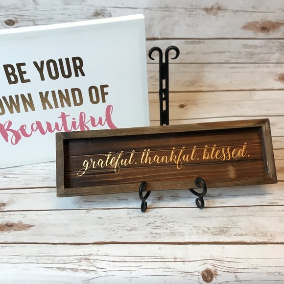 Wood GRATEFUL,THANKFUL BLESSED Plaque - Picture 2 of 8